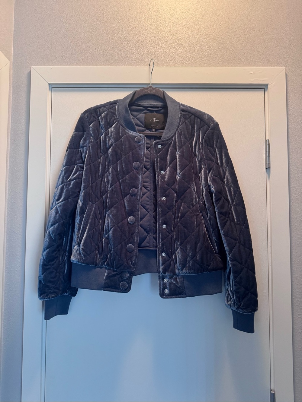 7 For All Mankind Quilted Velvet Bomber Jacket